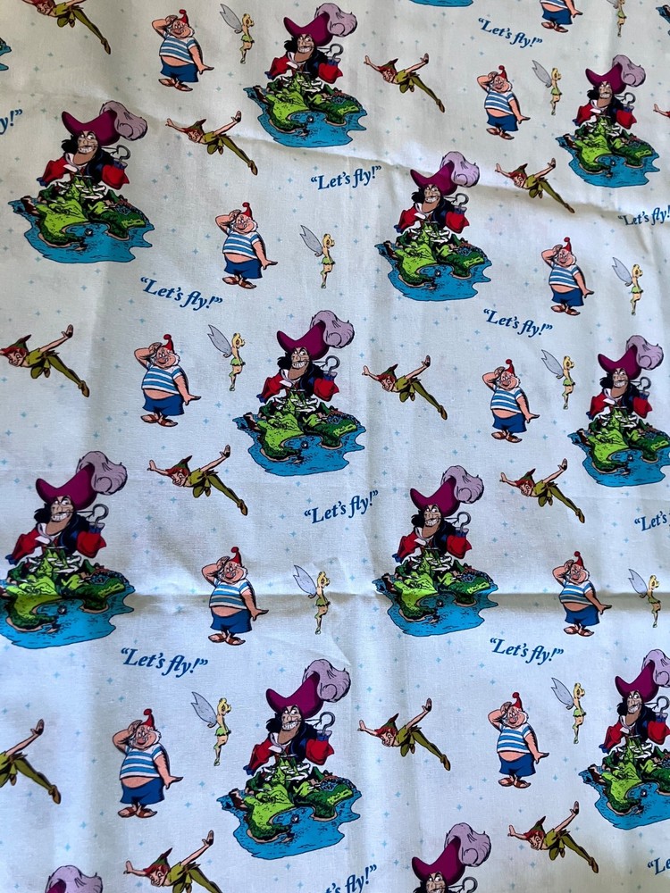 RARE Vintage Peter Pan, Captain Hook in Neverland Let’s Fly Disney/ 1 Yd 4“ New