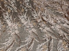 blush pink 3D flower Embroidery Pearl Beaded Lace Fabric 50” Width 1 Yard