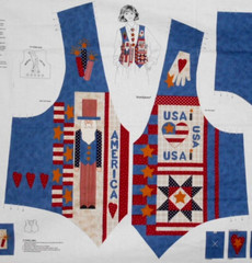 Fabric Panel Cut & Sew AMERICANA Periotic USA UNCLE SAM Vest Sizes Adult XS – L