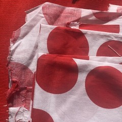 Vintage 80s 90s White And Red Dot Cotton Fabric 132×54”