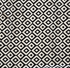 Geometric Diamond Print Black and White Poly Print Fabric