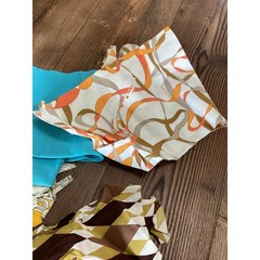 Vintage Fabric Remnant Scrap Lot Mid Century Modern Retro Geometric Polka Dot