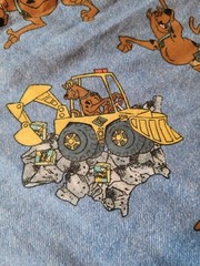 Scooby-Doo Scooby Snacks Construction Equipment Print Fabric Vintage 2004