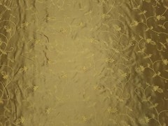 SP 412 SEPIA Embroidered Bronze Green Floral Vine Taffeta Drapery Fabric