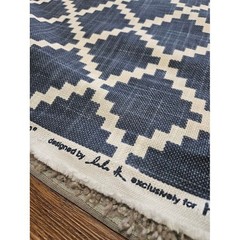 HC Monogram Lulu DK Gaston Navy Blue White Diamond Tile Fabric Price Per Yard