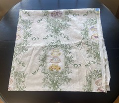 Vintage Braemore Design Screenprint Mint Green Teacup Fabric Remnant 54″ x 8′