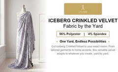 Iceberg Crinkled Velvet Fabric by the Yard 4-Way Stretch Panne Crushed Pile