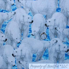 BonEful Fabric FQ Cotton Quilt White Deer Buck Brown Tree Forest Snow Scene Hunt