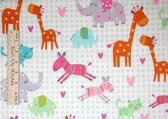 Newcastle Mommy & Me Baby Animal Cat Giraffe Dog Nursery Blue Cotton Fabric YARD