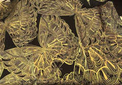 Lux by Timeless Treasures Quilting Fabric Butterfly Black Gold Metallic 40″ X 42