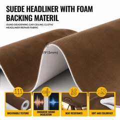 Headliner Fabric 108″ L x 60″ W Foam Backing for Car Truck RV SUV Boat Camel