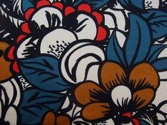 Fabric Mustard Blue Floral Density stretch cotton 54″ x 36″ 84