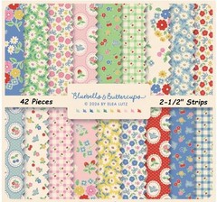 Bluebells & Buttercups 2-1/2″ Strips cotton fabric 42 Pieces Poppy Cotton