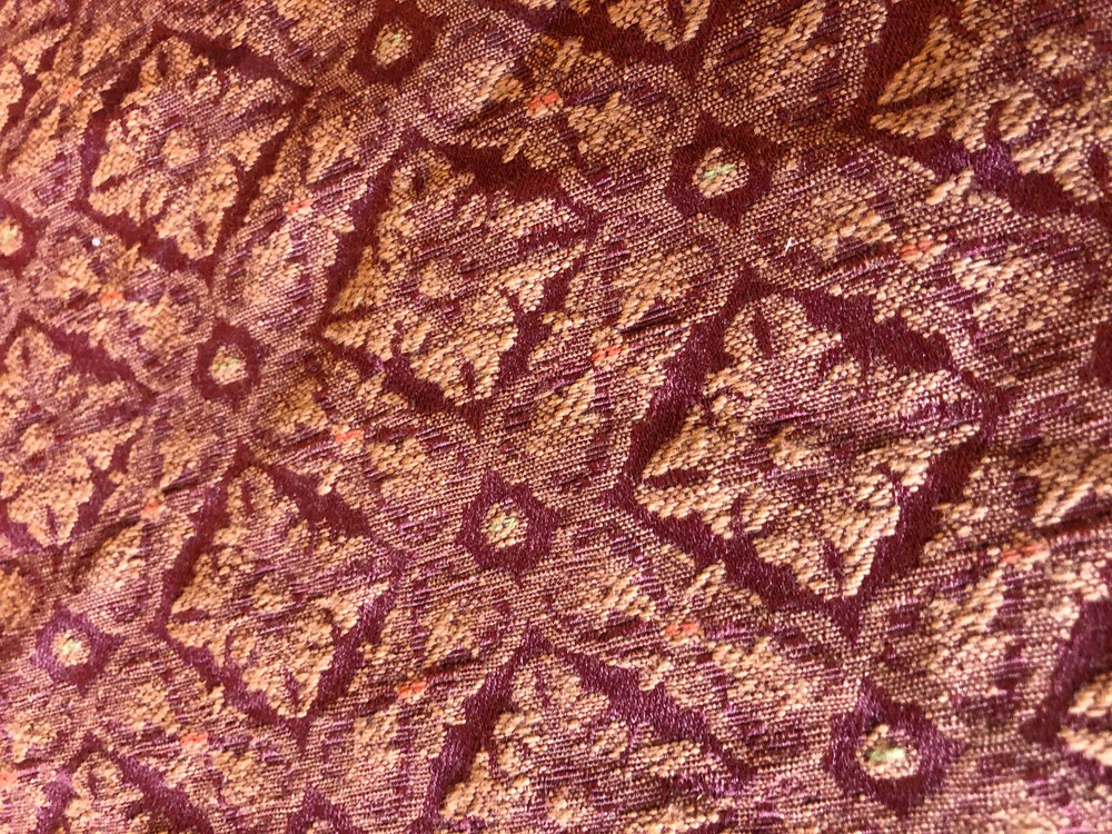 Burgundy Wine Red Gold Upholstery Fabric Brocade Geometric Classic 102″ x 56″