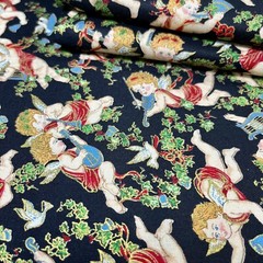 Cherubs and Holly Christmas Fabric 3 Pack Sharon Kessler for Concord 100% Cotton