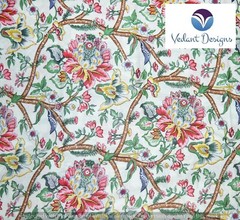 Indian Cotton Fabric 10 Yard Block Floral Print Loose Multicolor Running Craft
