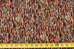 By 1/2 Yd, Colorful Sticks with Metallic-Copper Quilt Cotton, Kaufman/Kahn,P2922
