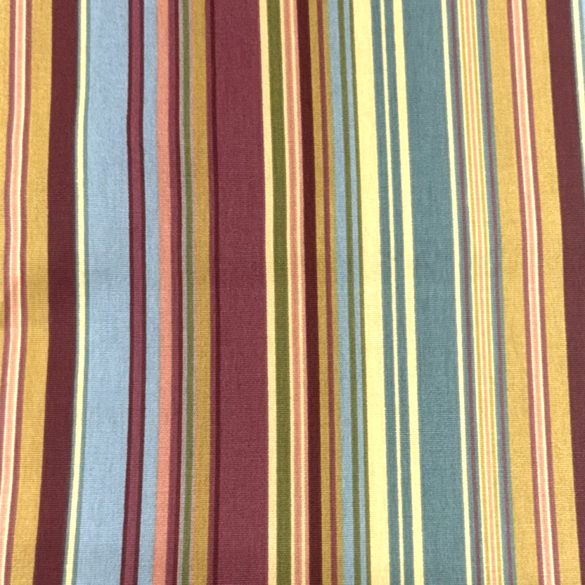 Muted Clay Rust Teal Blue Yellow Gold Striped Cotton Canvas Fabric BT Half Y #21