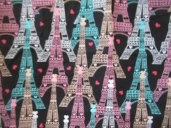 Paris Eiffel Tower Cotton Fabric AMP “EIFFEL FOR YOU” VTG RARE 1Y8″X42″
