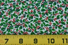 33″ Long, Vintage, Red & Green Holly on White Quilt Cotton, V446