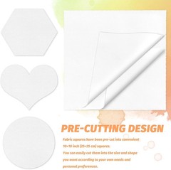 VOKOY 50 PCS 10 x 10 Inch White Fabric Squares, Precut White Cotton Squares, Sol