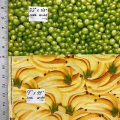 Fruit Cotton Fabric Lot Green Grapes Bananas Novelty Prints 2 Pc