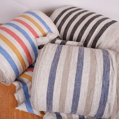 100% linen fabric 340gsm French stripes grain sack vintage navy black beige