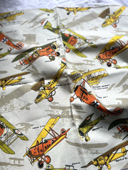 House N Home Fabric & Draperies Vintage Airplane Curtain Fabric Approx 1.25 Yd