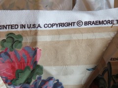 Vtg Braemore Design Fabrics Floral Striped Damask 3ydx56″ Upholstery Cotton