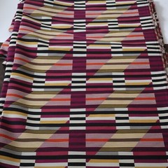 Vintage MCM Upholstery Fabric Linear Geometric Bars, Pink, Yellow, Black 5 yds