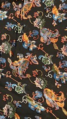 Floral Velvet Burnout Chiffon Fabric: Turquoise, Green, Orange – 45″ Wide