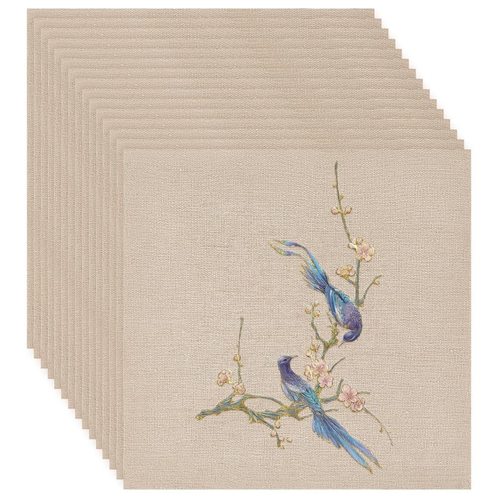 BENECREAT 20 Sheets Beige Square Linen Embroidery Fabric, 9.8×9.8 inch