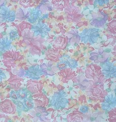 6.5 yd Peter Pan cotton sateen pastel floral, pink yellow blue green, silky feel