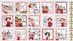 Travel Time Europe Landmarks Fabric Vacation Lady Loralie Designs 24″X44″ Panel