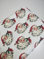 Retro Santa Fabric Christmas Seasonal 1950s Kitschy Headshots Sew FAT QUARTER