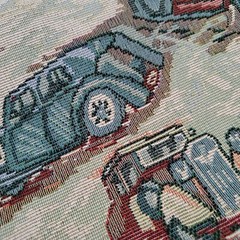 Vintage Cars Print Upholstery Fabric Unbranded Multicolored Green 36″L x 60″W