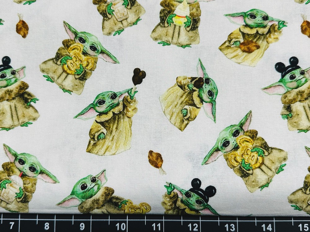 Tina Scrap 9″x21″ Custom BABY YODA Mickey The child Disney Ears Cotton Fabric