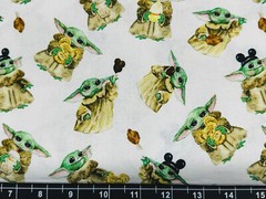 Tina Scrap 9″x21″ Custom BABY YODA Mickey The child Disney Ears Cotton Fabric