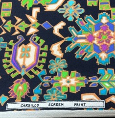 Carsilco Screen Print Fabric 61×102 ￼ turquoise purple Egyptian black