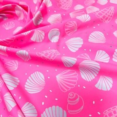 Spandex Fabric Pink Clam Shell Print 4-way Stretch 60″ wide Swimsuit By the Yard