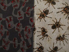 Cotton Quilt Fabric lot of 2 FQs Bugs Red Ants Spiders Novelty Prints