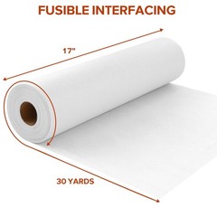 ZOMONETI Light Weight 17in x 30yd White Iron On Non-Woven Weight,