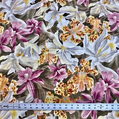 almost 4 yards orchids pink gold ivory cocoa prewashed 100%cotton quilting craft