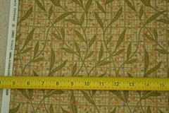 By 1/2 Yd, Olive Leaves on Lt-Olive Plaid Quilt Cotton, Classic Cottons, M6379