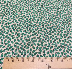 Vtg Possibilities Green Holly Leaf Fabric By Smith & Milligan Henry Glass 1+ Yds