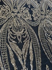 Gold Stretch Sequin/Gold Sequin on Black 4 way stretch mesh/Gold Sequin 1 Piece