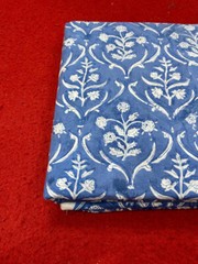 5 Yard Hand Block Flower Print Cotton Indian Natural Sanganeri Print Fabric Art