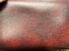 12 YDS. Vintage Naugahyde Vinyl 17″ Wide Antiqued Oxblood English Pub Grain NOS