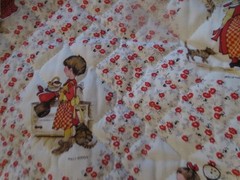 VTG Holly Hobbie Fabric American Greetings Red White Yellow 6 yds x 42 in