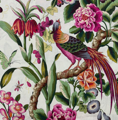 CHARLES BURGER CURTAIN FABRIC DESIGN Phesans 5.2 METRES PEONY 100% LINEN